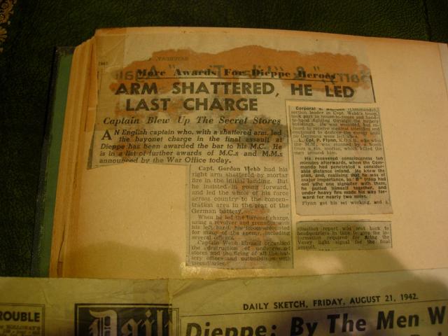 Daily Sketch article about the gallantry at Dieppe of Capt. Webb MC