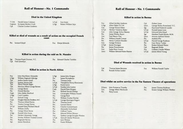 No1. Commando Roll of Honour