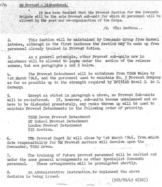 1946 changes to Commando Brigade Provost