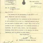 Letter from the War Office re the grave of Tpr Stephen Greenwood