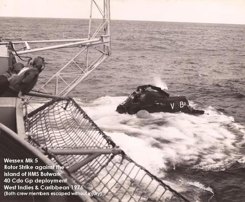 Ditched Wessex helicopter 1976 (40 Cdo Group with HMS Bulwark)