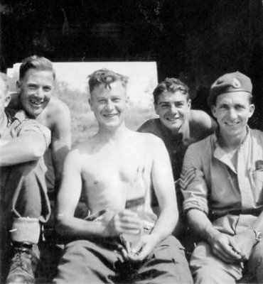 Sgt Richard French 43RM Cdo.  'A' troop (on right) and friends, Ravenna, Naples 1945