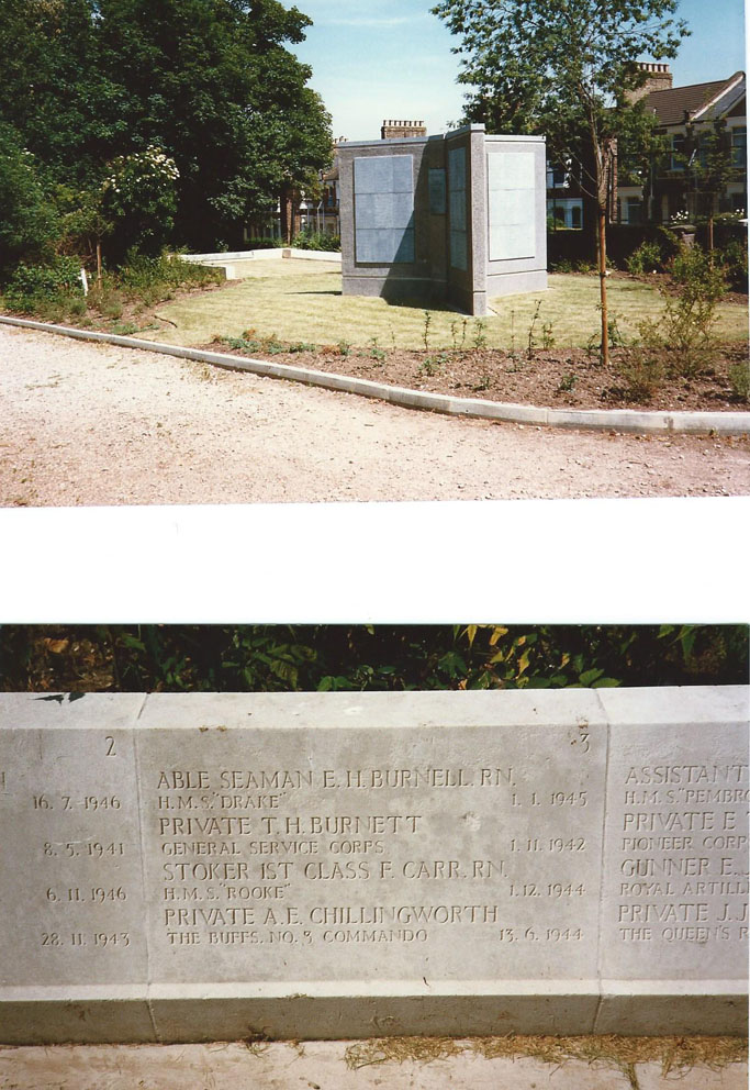 Memorial at Nunhead Cemetery for Pte. Chillingworth