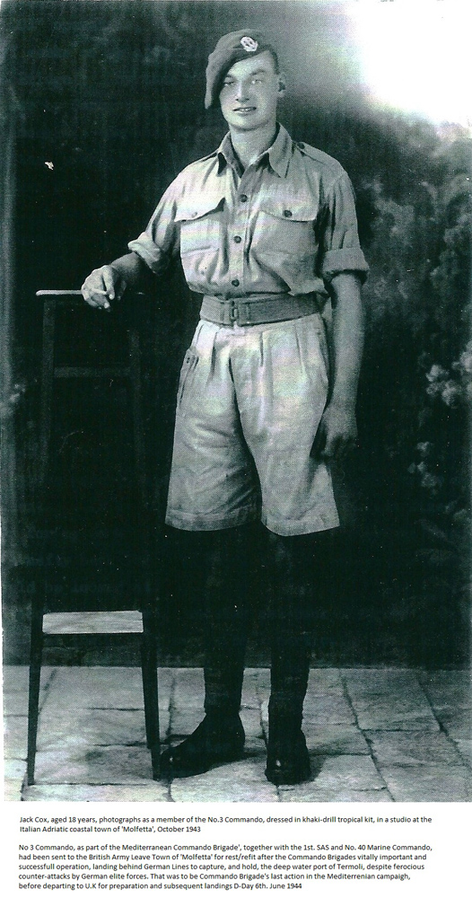 Jack Cox, No.3 Commando, aged 18, Molfetta, Oct. 1943.