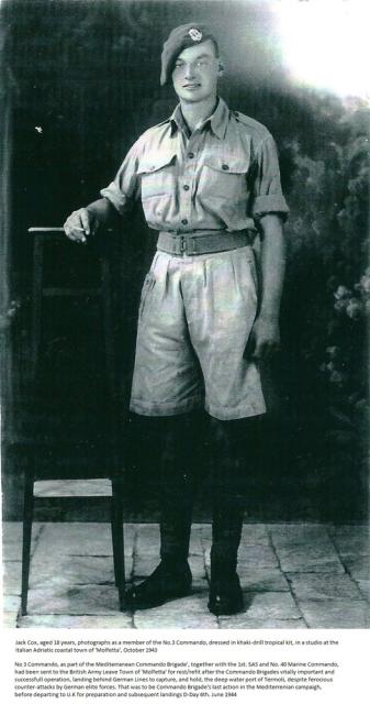 Jack Cox, No.3 Commando, aged 18, Molfetta, Oct. 1943.