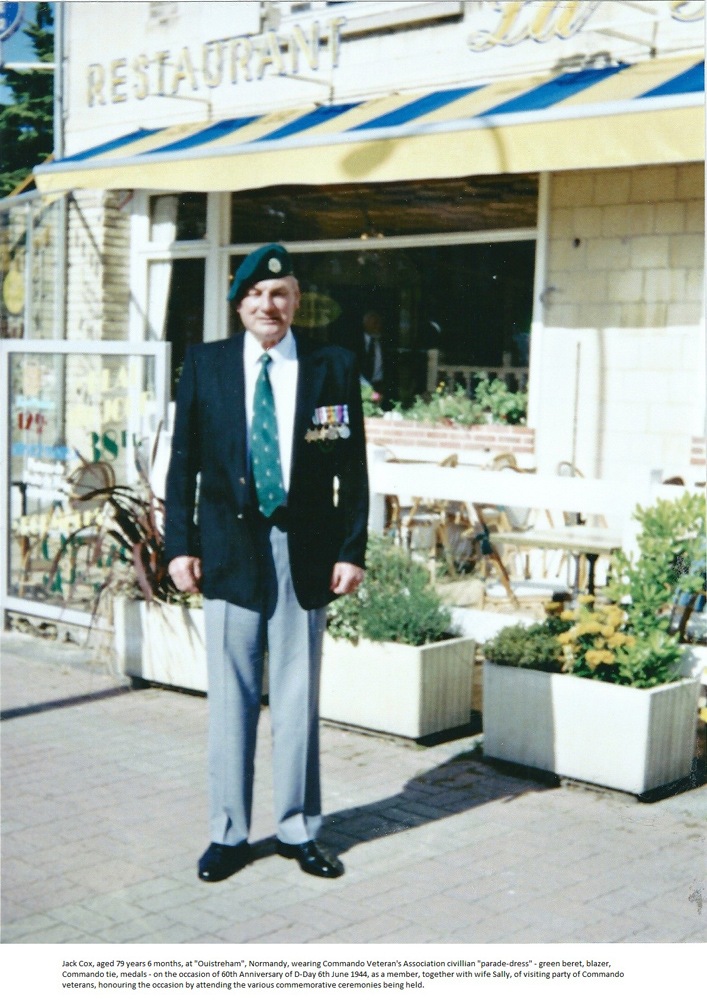 Jack Cox (No.3 Cdo) aged 79, Ouistreham, on 60th anniv. 'D Day'