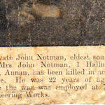 Newspaper report on the death of Pte.John Notman