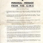 Personal message from the C in C on VE Day