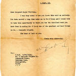 Letter of thanks to CSM Phillips on leaving 1 Cdo Bde
