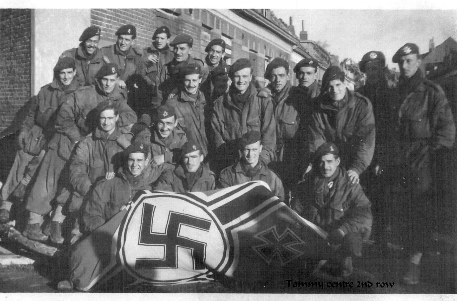 No 4 Commandos with captured flag after Vlissengen.