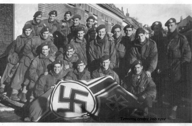No 4 Commandos with captured flag after Vlissengen.