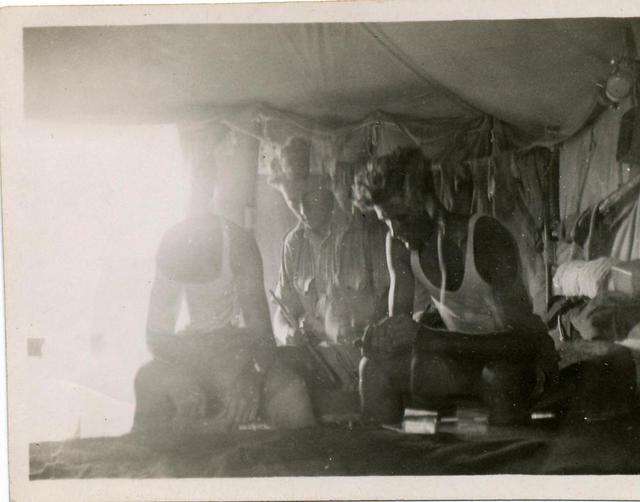 Three from No 11 Cdo in a tent