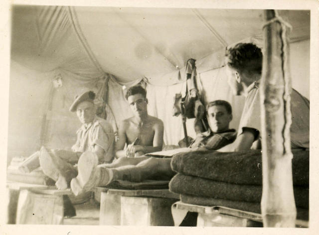 Four from No 11 Cdo in a tent