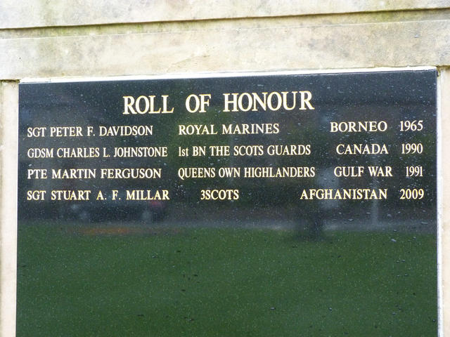Sgt Davidson's name added to the post 1945 names on the Inverness memorial