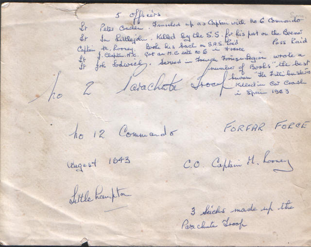 Reverse of a different copy of the No.12 Commando, 4 Parachute troop photo