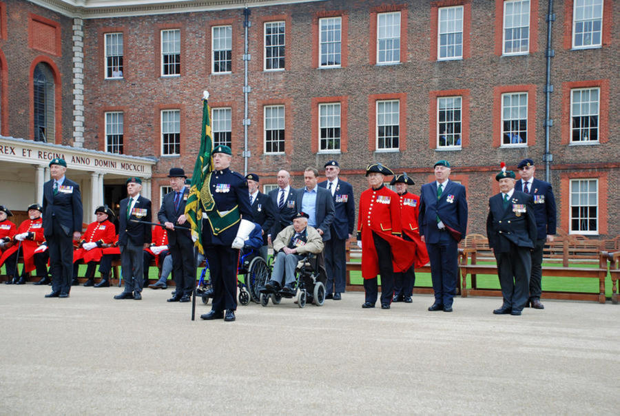 Commandos alongside Military Medal winners on parade