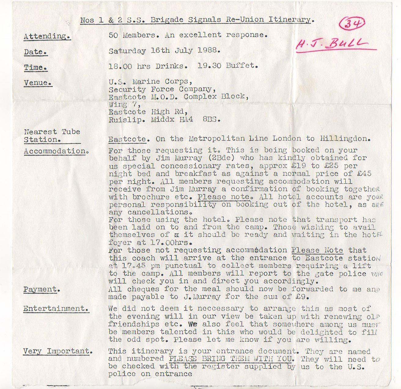 Nos.1 and 2 Cdo Bde Sigs reunion 11th July 1988