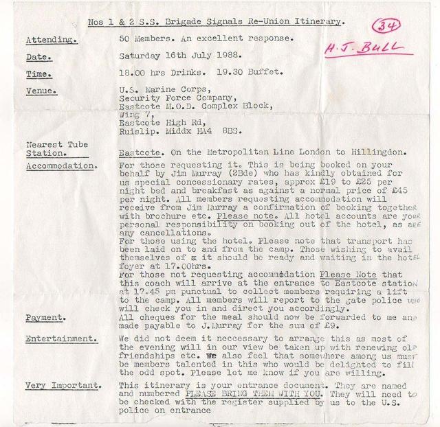 Nos.1 and 2 Cdo Bde Sigs reunion 11th July 1988