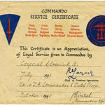 Commando Service Certificate for Albert Bloemink, No 10(IA) Commando 2 'Dutch' troop