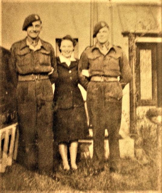 Cpl. W.G. 'Bill' Gregory (right), 47RM Cdo., 'Y' Troop, with friend