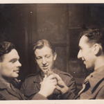 Lt Angus Ferguson No.9 Cdo. (left) and 2 unknown officers