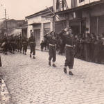 Lt. GD Bisset and Lt. DWD Peel salute as 1 Troop No 9 Commando, marches off - Drama, 12 November 1944