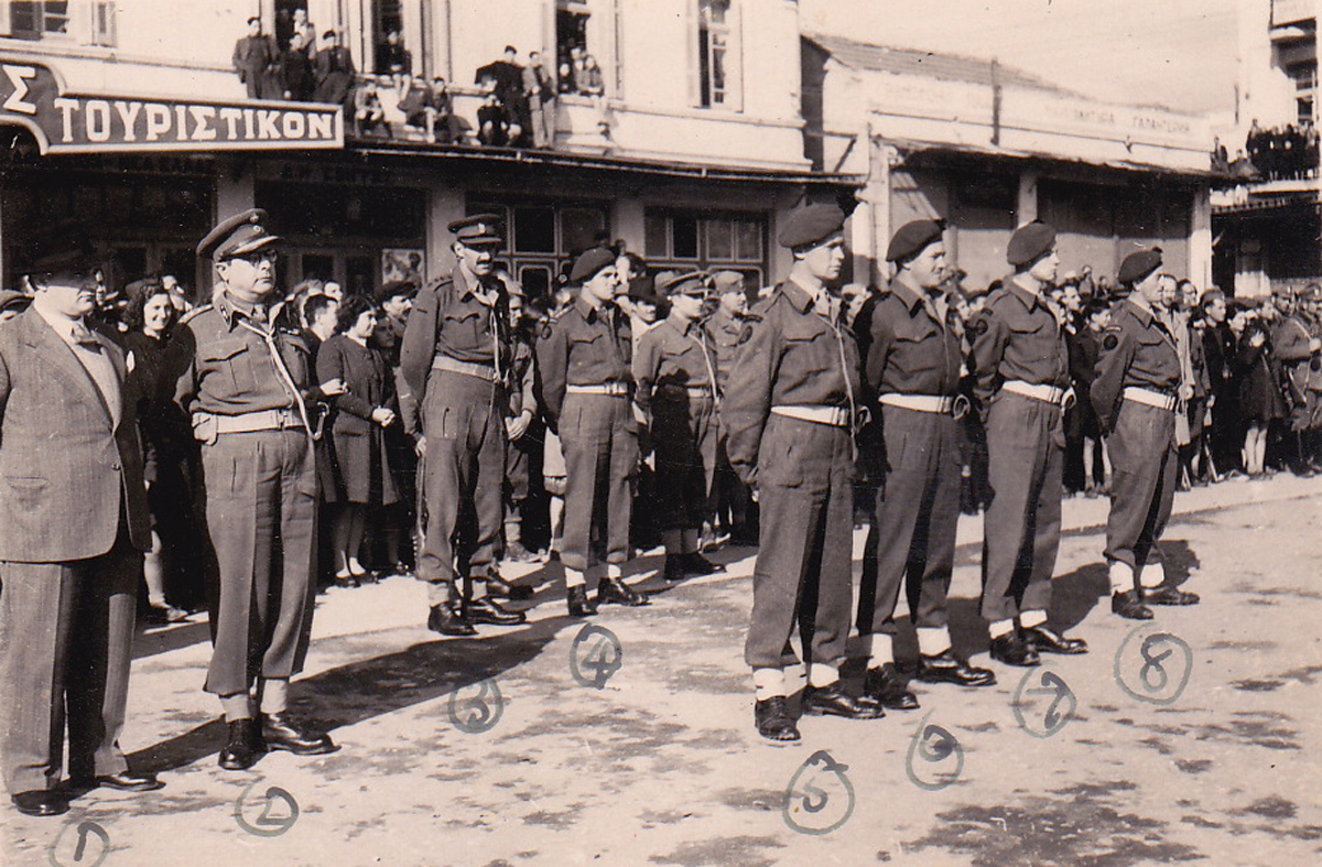 Greek VIPs and British officers, No 9 Cdo Drama November 1944