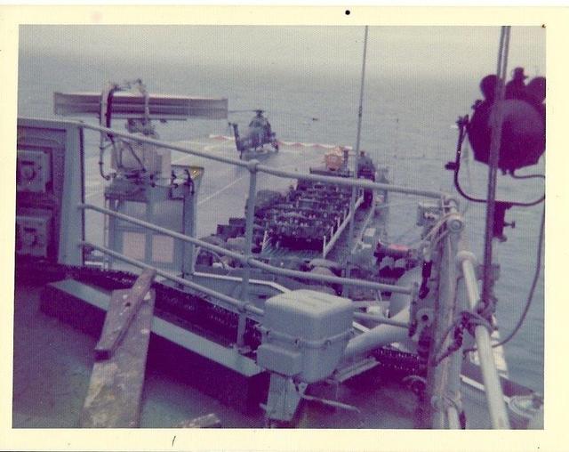 Wessex tied down on Hermes flight deck as weather worsens Ex WestLant 1975