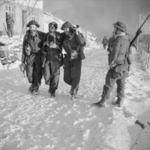 The injured Lieut. Denis William Venables O'Flaherty, No.3 Commando Vaagso.