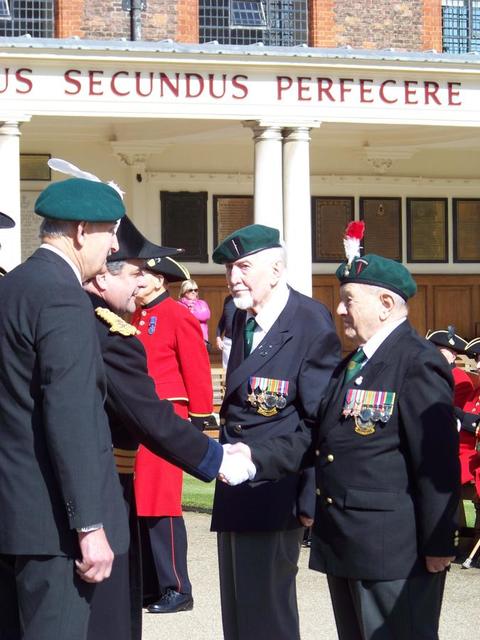 The Reviewing Officer is introduced to George Parsons No 2 Cdo.