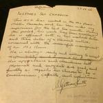 Reference letter of Sgt Raymond Craddock