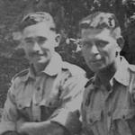 Laurence Murphy & Charles Harrons (right), No.2 Cdo., Alameda Gardens, Gibraltar 1943.