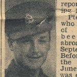 Newspaper report announcing Pte Matthews as missing