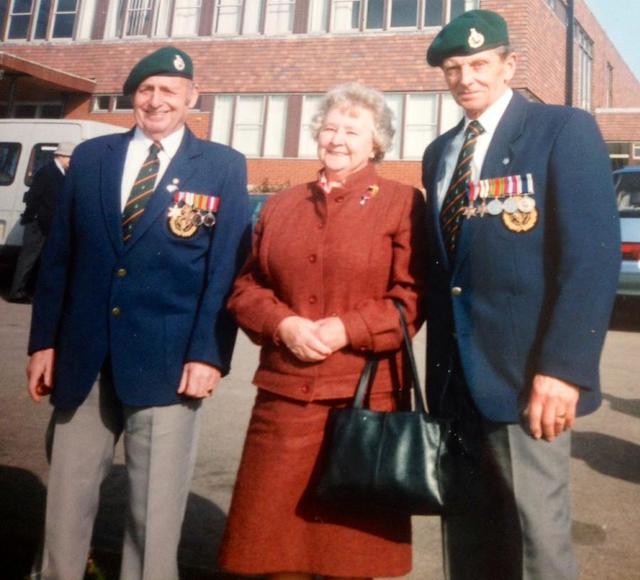 Robinson Collins 43RM Cdo.on the right with his wife and a fellow Commando