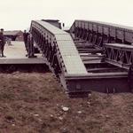 Building a 12-bay double storey medium girder bridge at Weymouth, July 1989