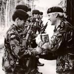 SSgt Simon Miller of 300 Tp 131 Indep Cdo Sqn RE (V) receives the Courage Trophy 1992