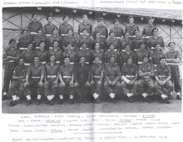 No 1 Cdo Warrant Officers and Sgts Ahmednagar India 1945