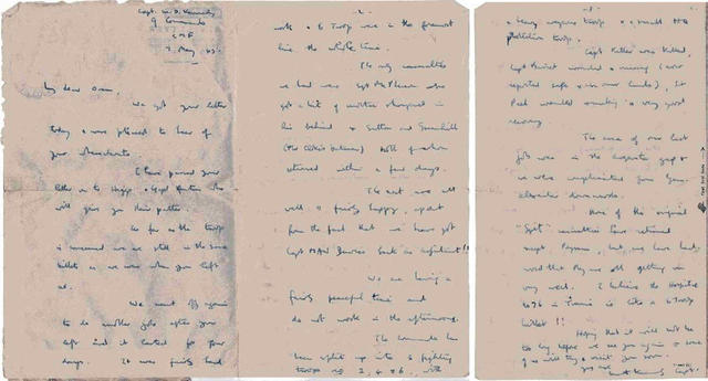 Letter to Gnr Oram No. 9 Commando whilst in hospital from Capt. Kennedy