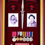 Frame of items in memory of LCpl Cant BEM No.2 Commando