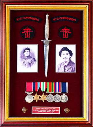 Frame of items in memory of LCpl Cant BEM No.2 Commando