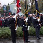 The Colour Party hold the Standards in the Carry Position at Fort William