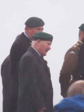 Ernie Mason, No.3 Commando, in driving rain at The Cdo Memorial