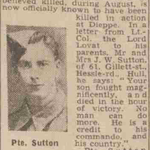 Newspaper report about Private G.H. Sutton
