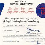 Commando Service Certificate for Mne Storer 46RM Cdo.