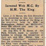 John Heron's Investiture of the MC by His Majesty the King.