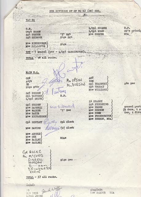 Operation Roast HQ 43RM Cdo. orders