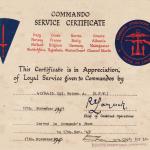 Commando Service Certificate.