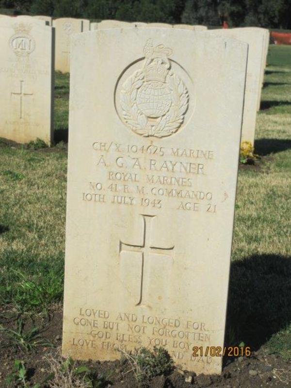 Marine Arthur George Alfred Rayner, 41RM Commando, Syracuse War Cemetery.