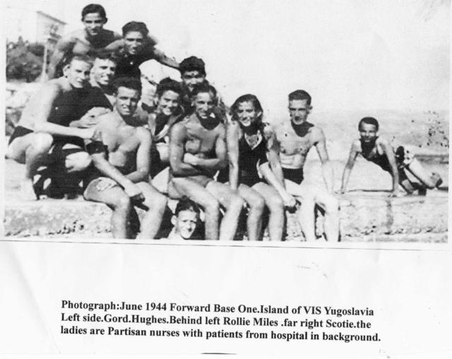 Gordon Hughes, RN Beach Sigs., & others  Forward Base 1 on Vis, Jun'44