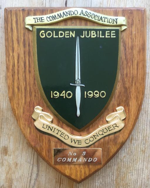 Commando Association Golden Jubilee Shield 1990 with No.5 Commando plaque